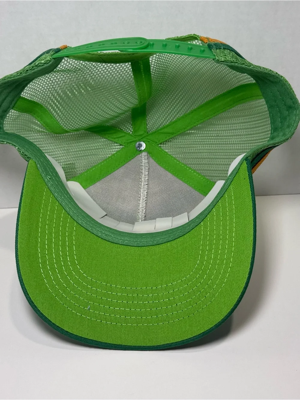 Unisex Colorful Striped Mesh Trucker Hat - Green Brim by The Pathz - Picture 4 of 6